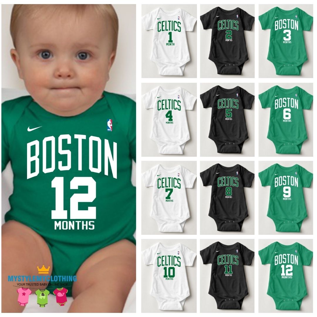 Baby Monthly Onesies - Basketball Jersey Boston Celtics