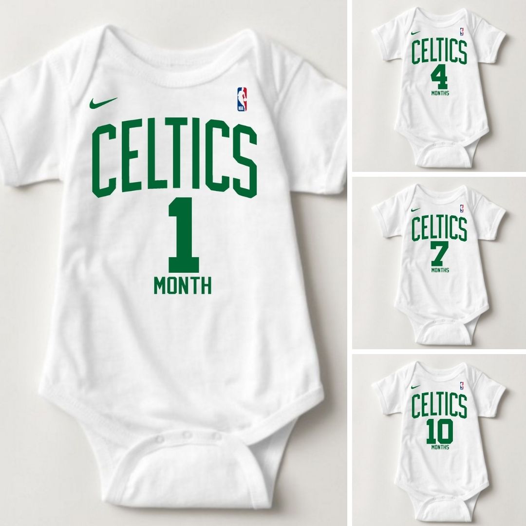 Baby Monthly Onesies - Basketball Jersey Boston Celtics