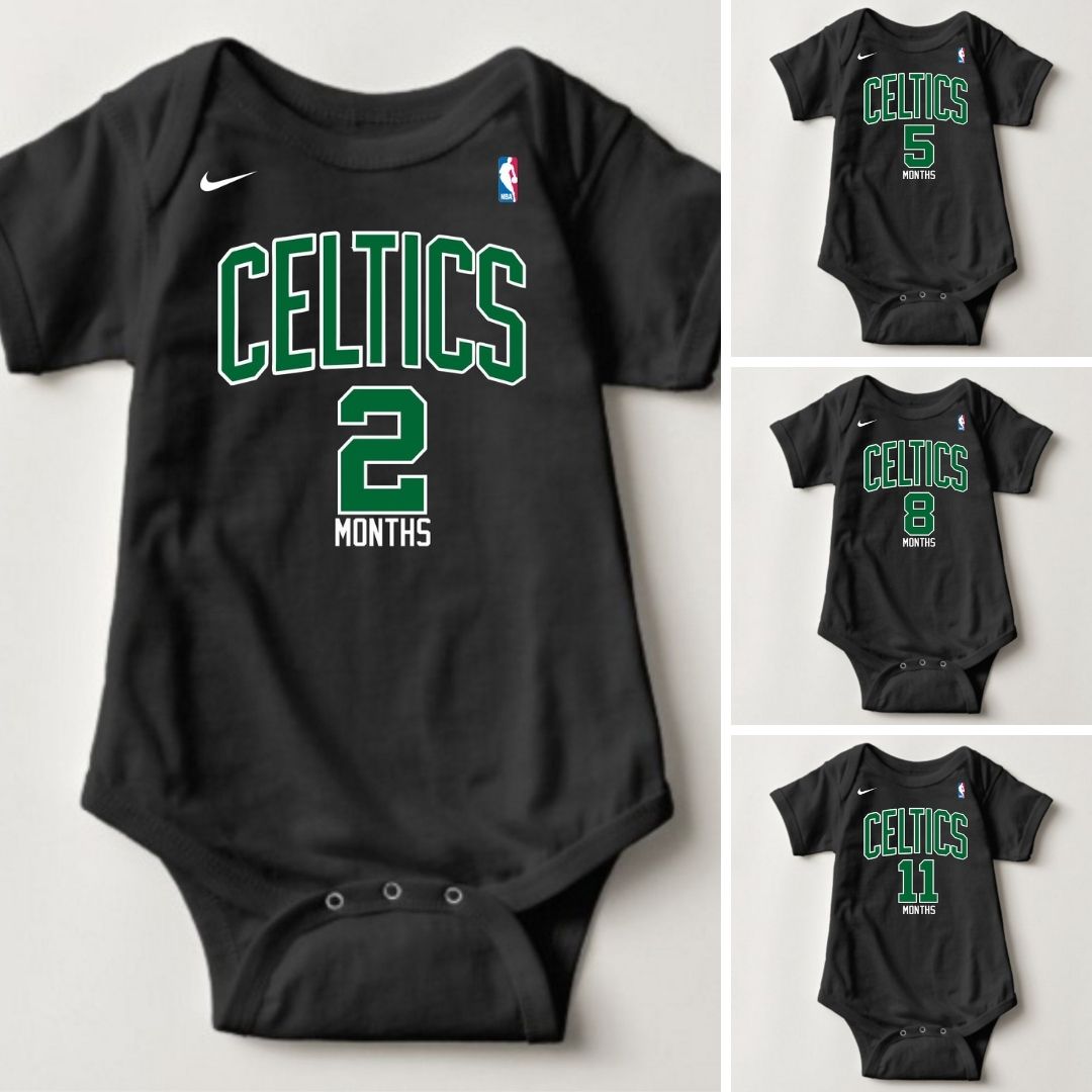 Baby Monthly Onesies - Basketball Jersey Boston Celtics