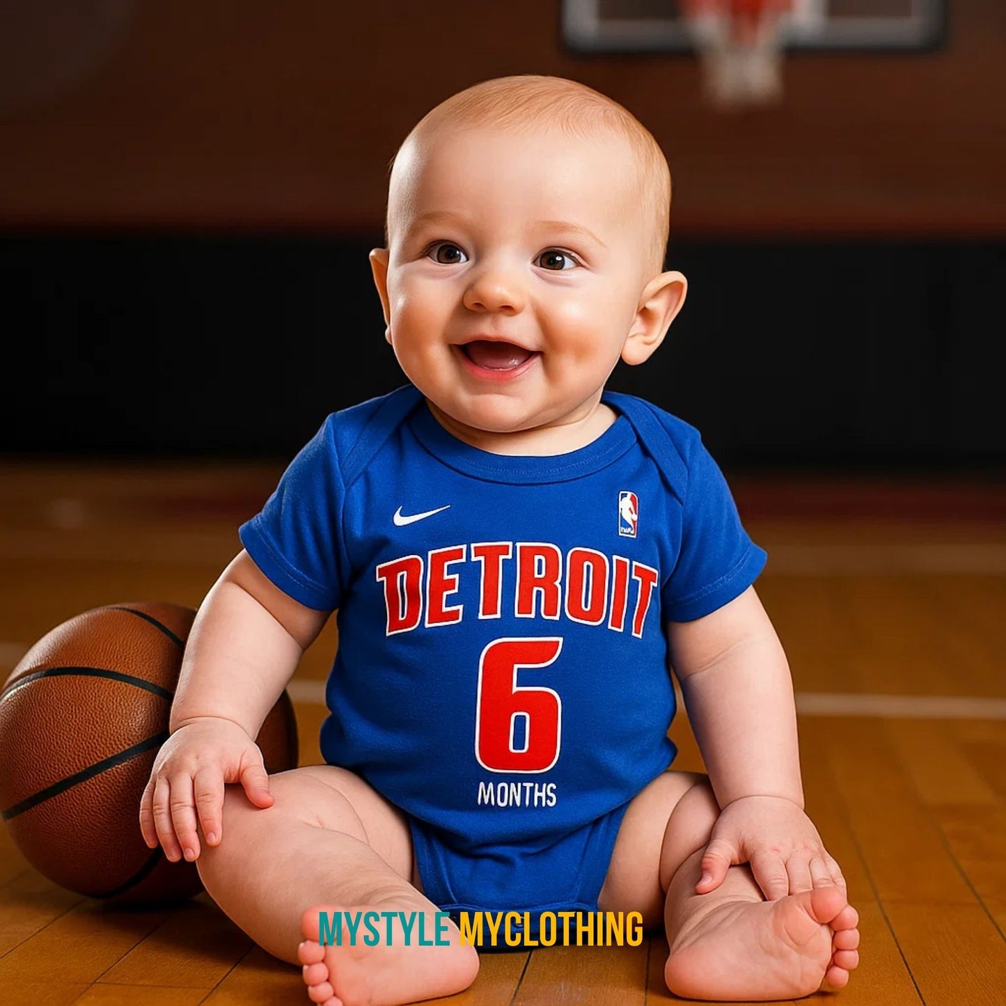 Baby Monthly Onesies - Basketball Jersey Detroit Piston