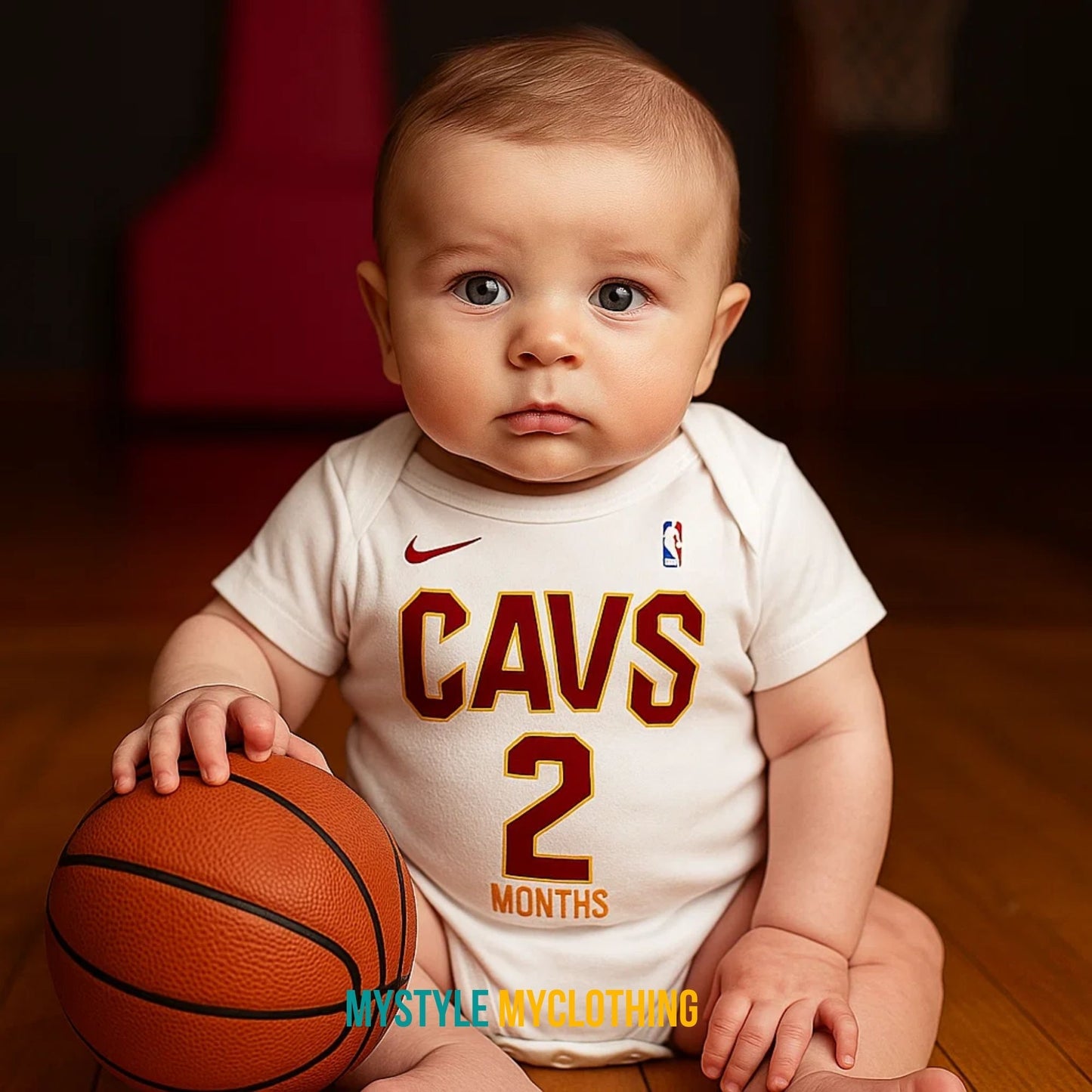 Baby Monthly Onesies - Basketball Jersey Cleaveland Cavaliers