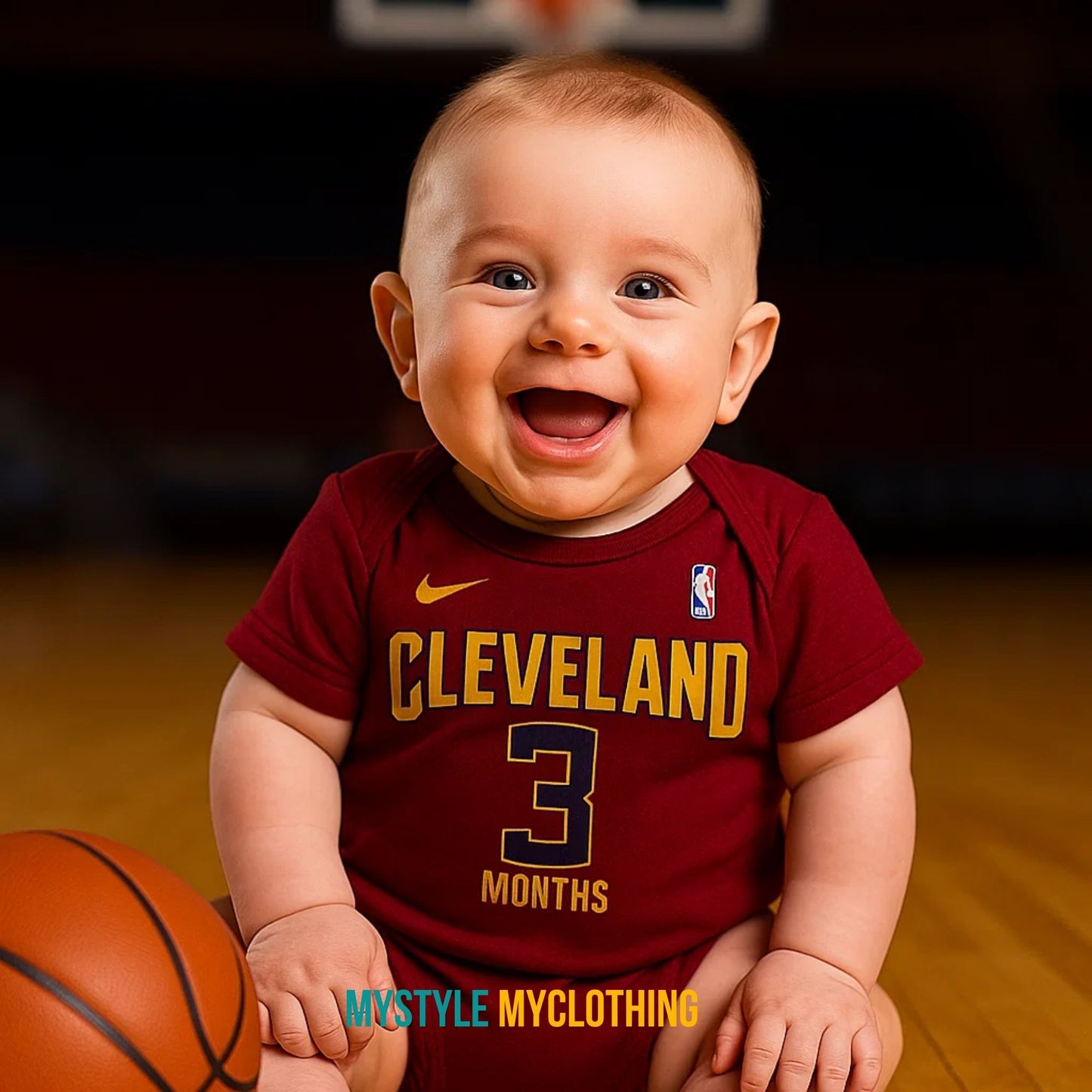 Baby Monthly Onesies - Basketball Jersey Cleaveland Cavaliers