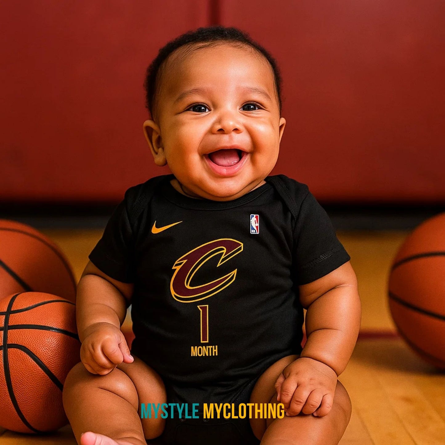 Baby Monthly Onesies - Basketball Jersey Cleaveland Cavaliers
