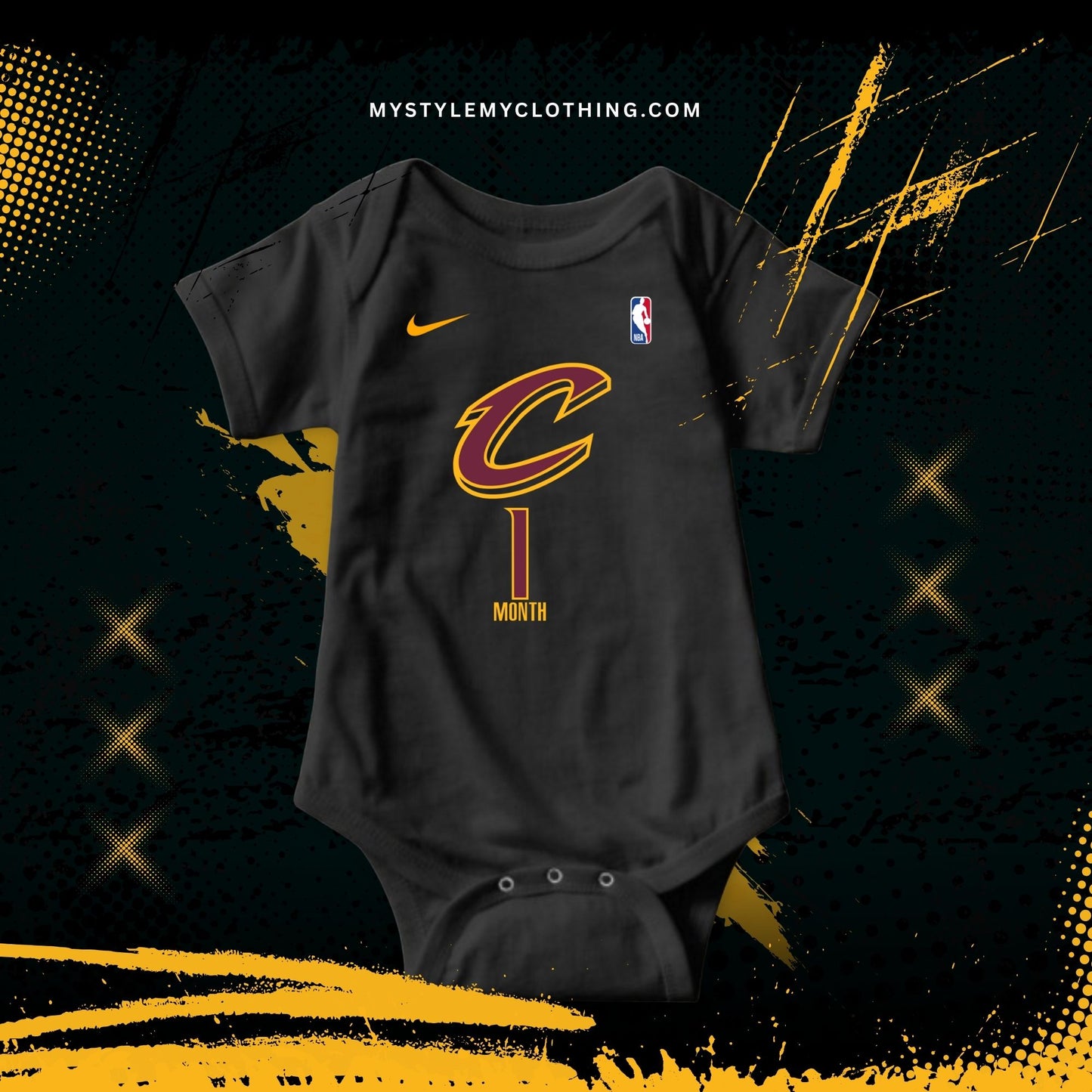 Baby Monthly Onesies - Basketball Jersey Cleaveland Cavaliers