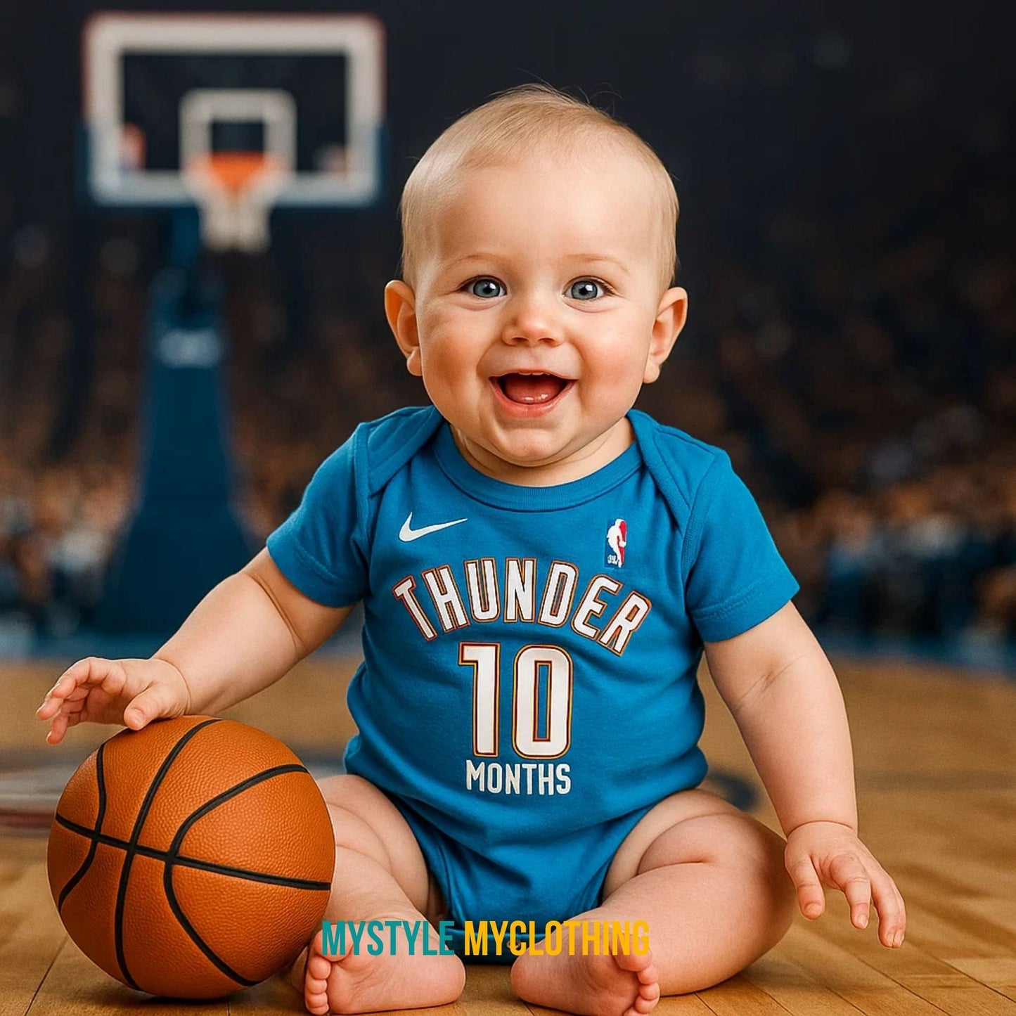 Baby Monthly Onesies - Basketball Jersey Oklahoma City Thunder