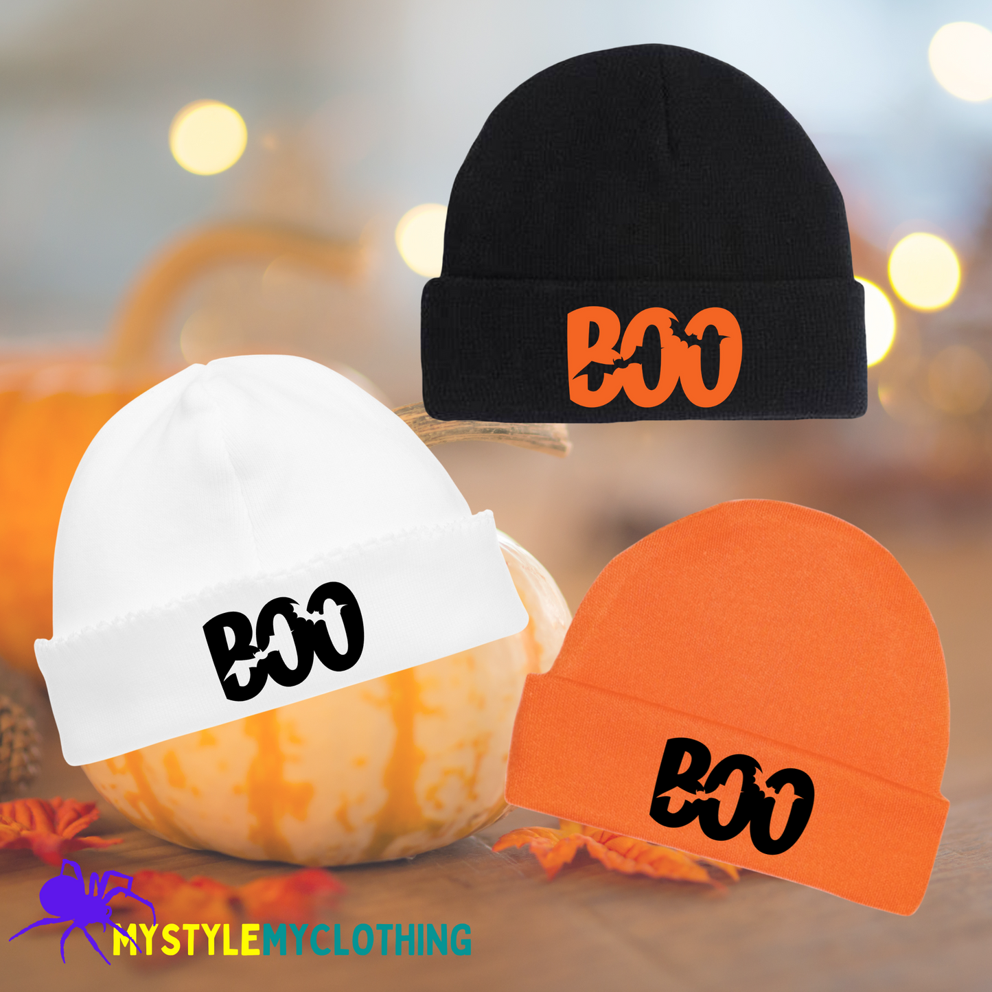 Baby Halloween Bonnets - Pumpkin, Scary Monster, Scare Crow and Smiling Skeleton