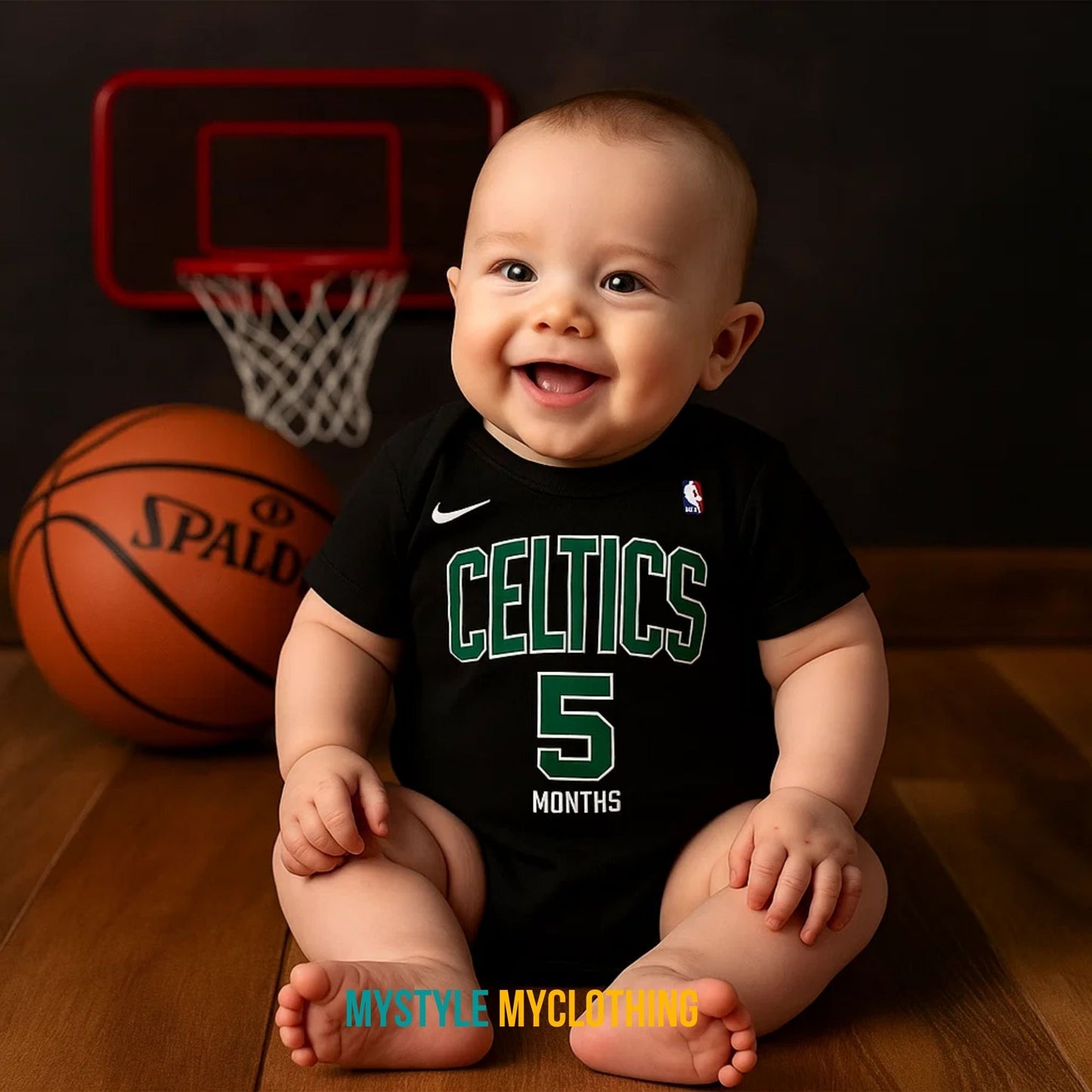 Baby Monthly Onesies - Basketball Jersey Boston Celtics