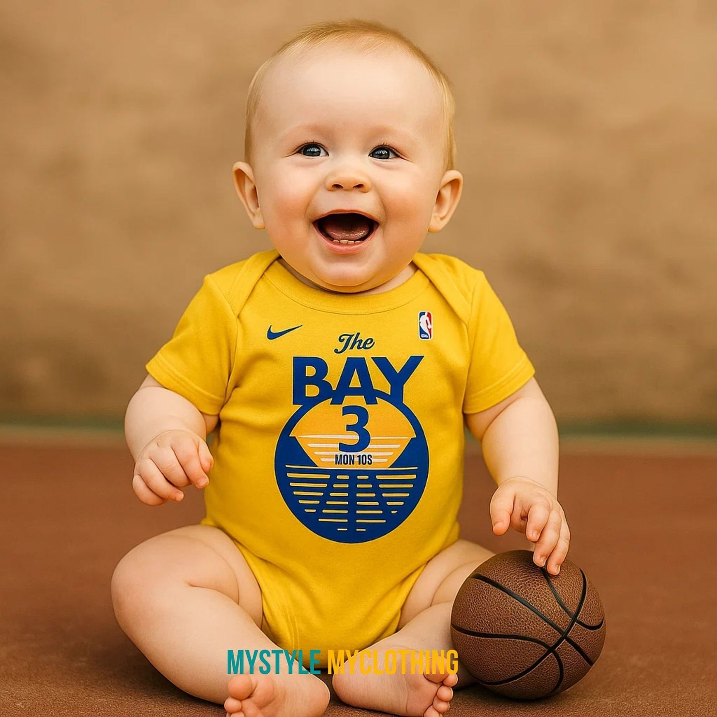 Baby Monthly Onesies - Basketball Jersey Golden State Warriors