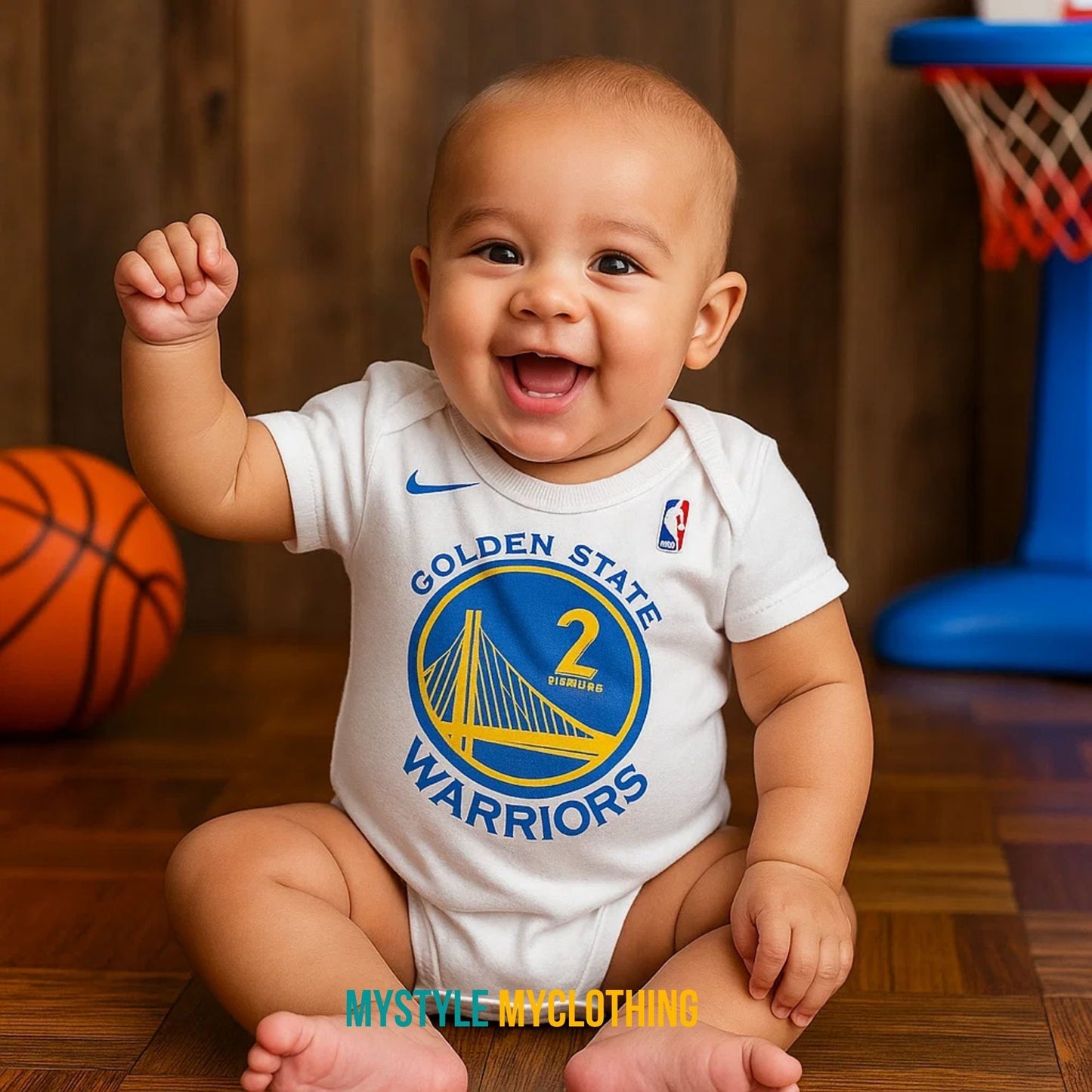 Baby Monthly Onesies - Basketball Jersey Golden State Warriors