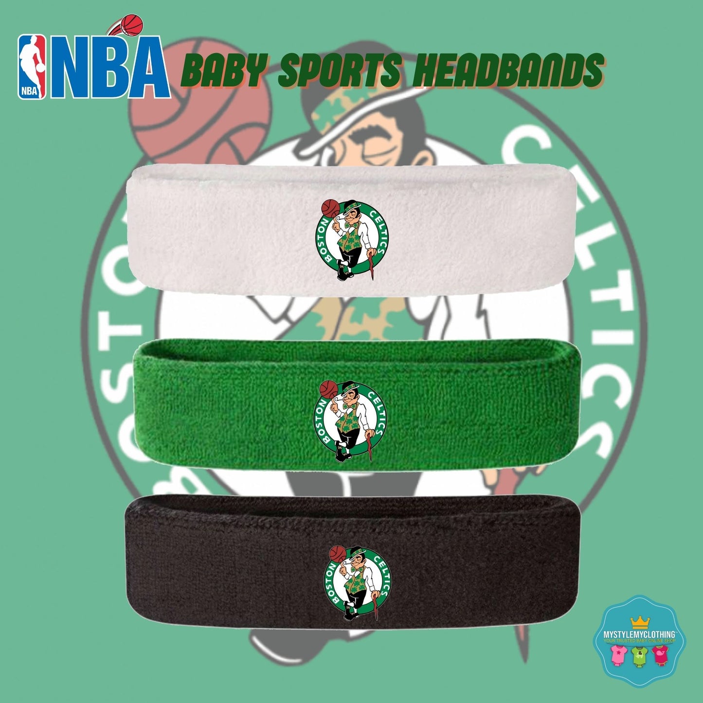 Baby and Kids Basketball Sports Headband - Boston Celtics