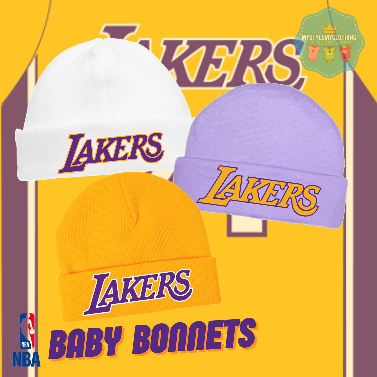 Baby Basketball Bonnets - Lakers