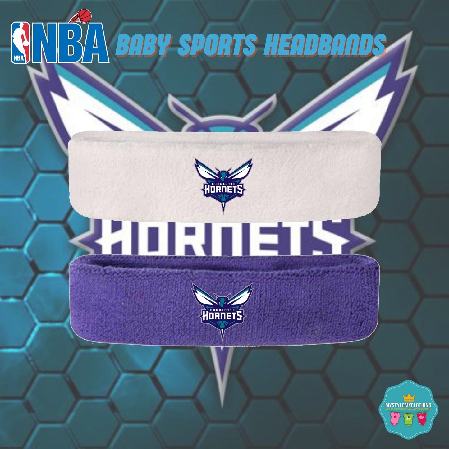Baby and Kids Basketball Sports Headband - Charlotte Hornets
