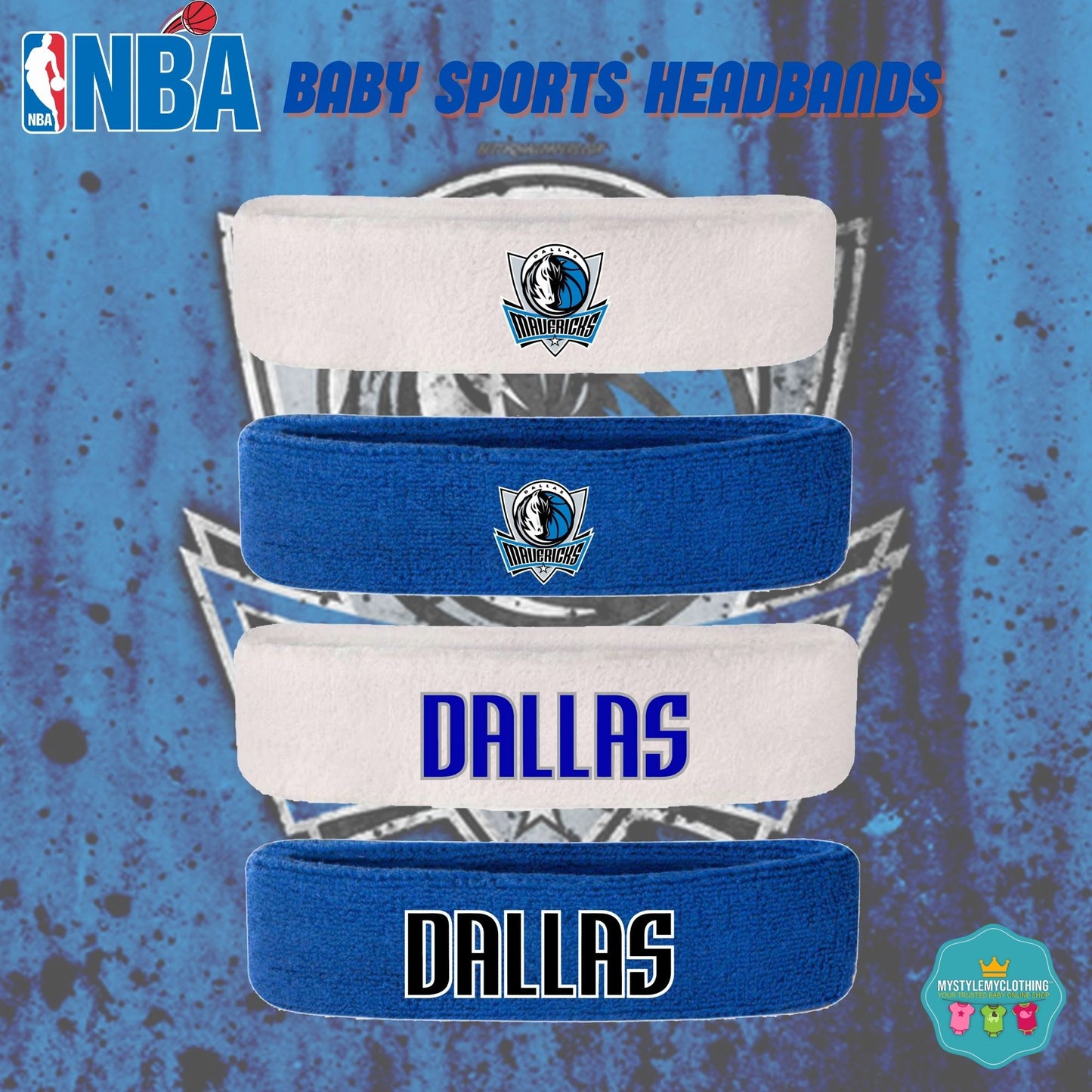 Baby and Kids Basketball Sports Headband - Dallas Mavericks