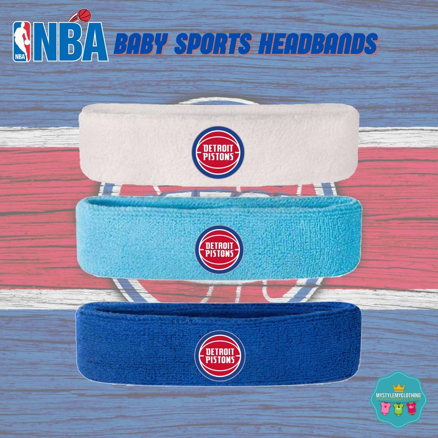 Baby and Kids Basketball Sports Headband - Detroit Piston