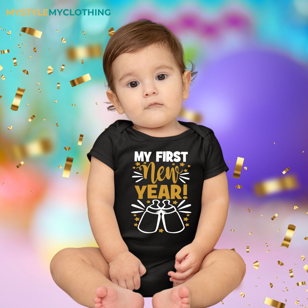 Baby New Year Holiday Onesies - My 1st New Year Big Bottle