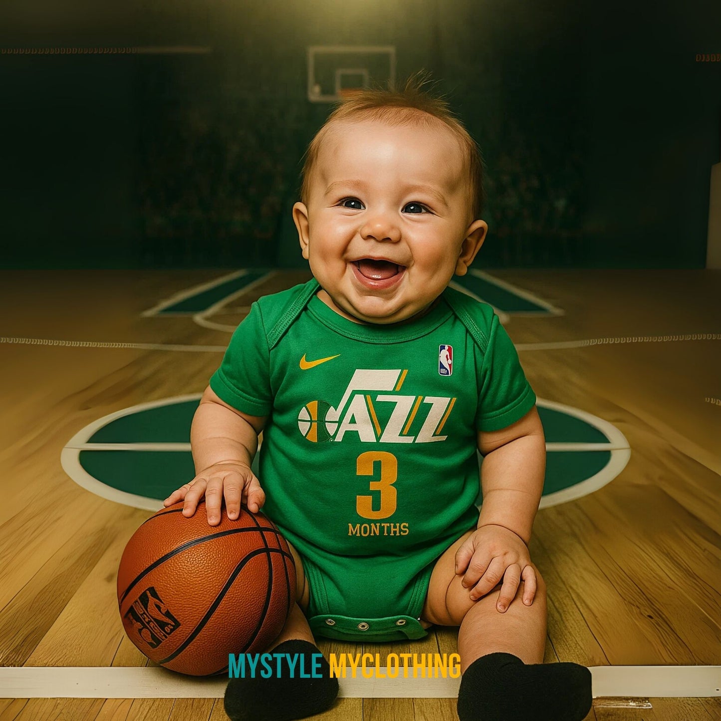 Baby Monthly Onesies - Basketball Jersey Utah Jazz