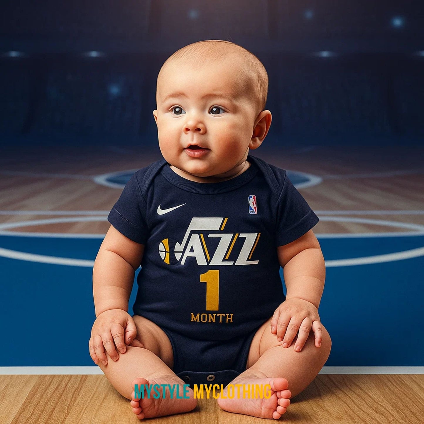 Baby Monthly Onesies - Basketball Jersey Utah Jazz