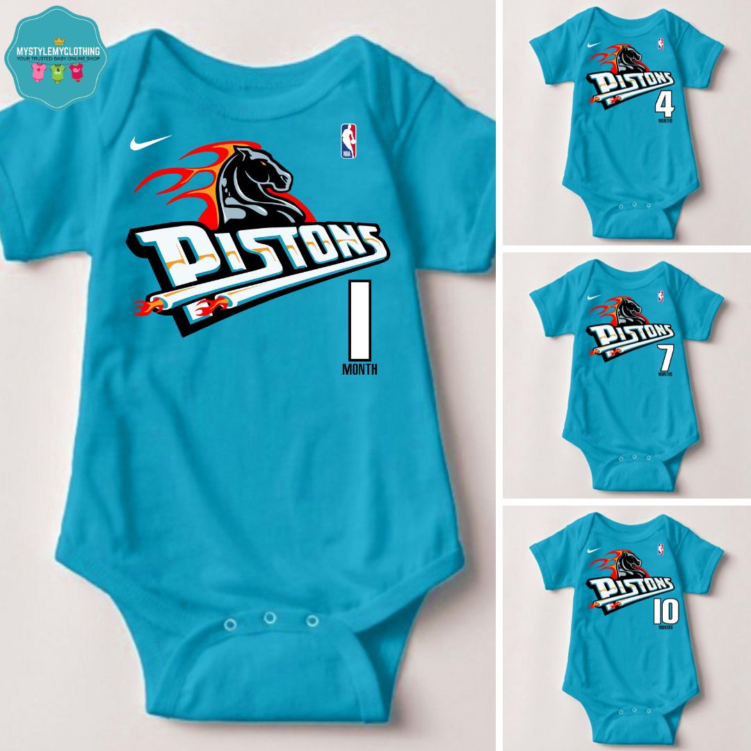 Baby Monthly Onesies - Basketball Jersey Detroit Piston