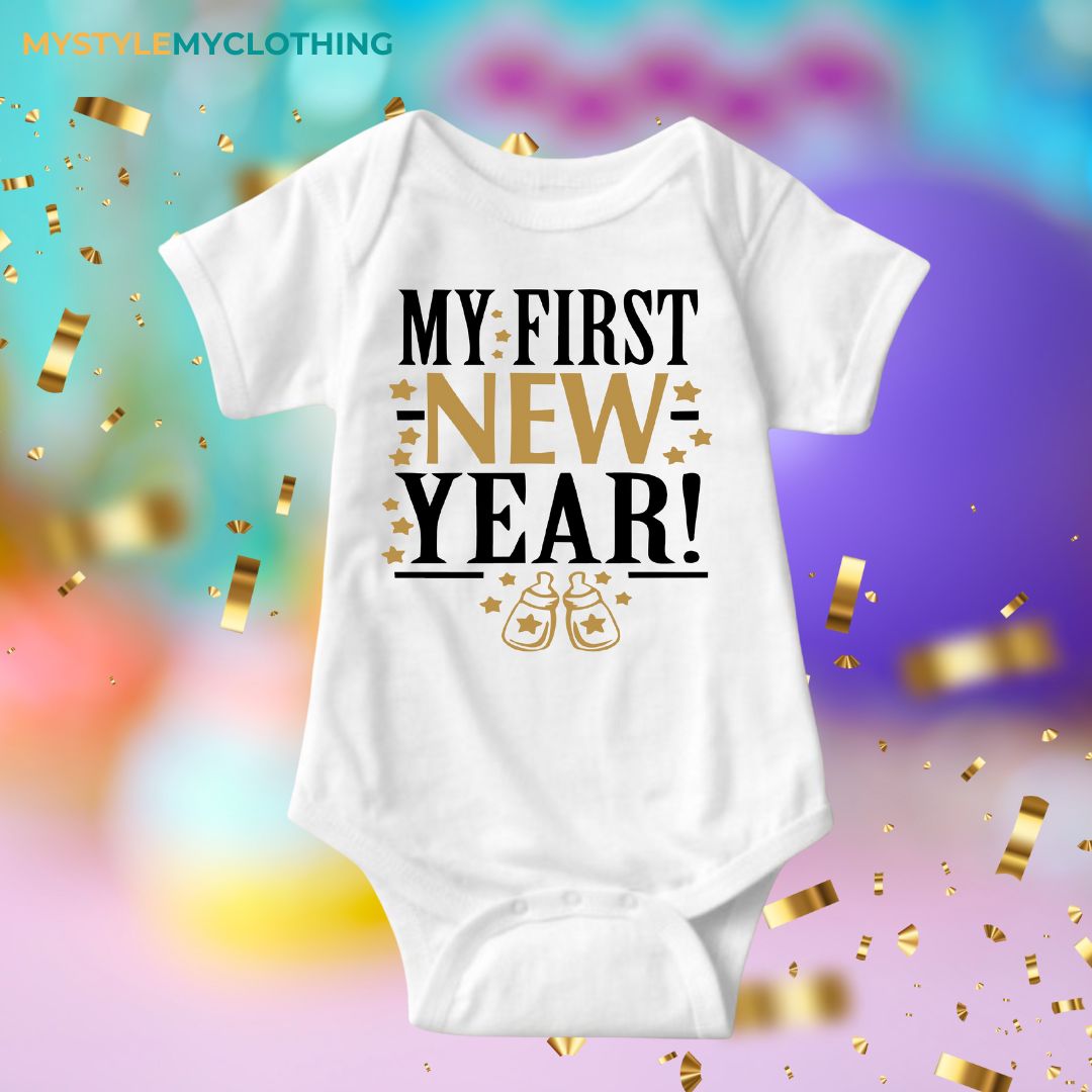 Baby New Year Holiday Onesies - My 1st New Year Small Bottle