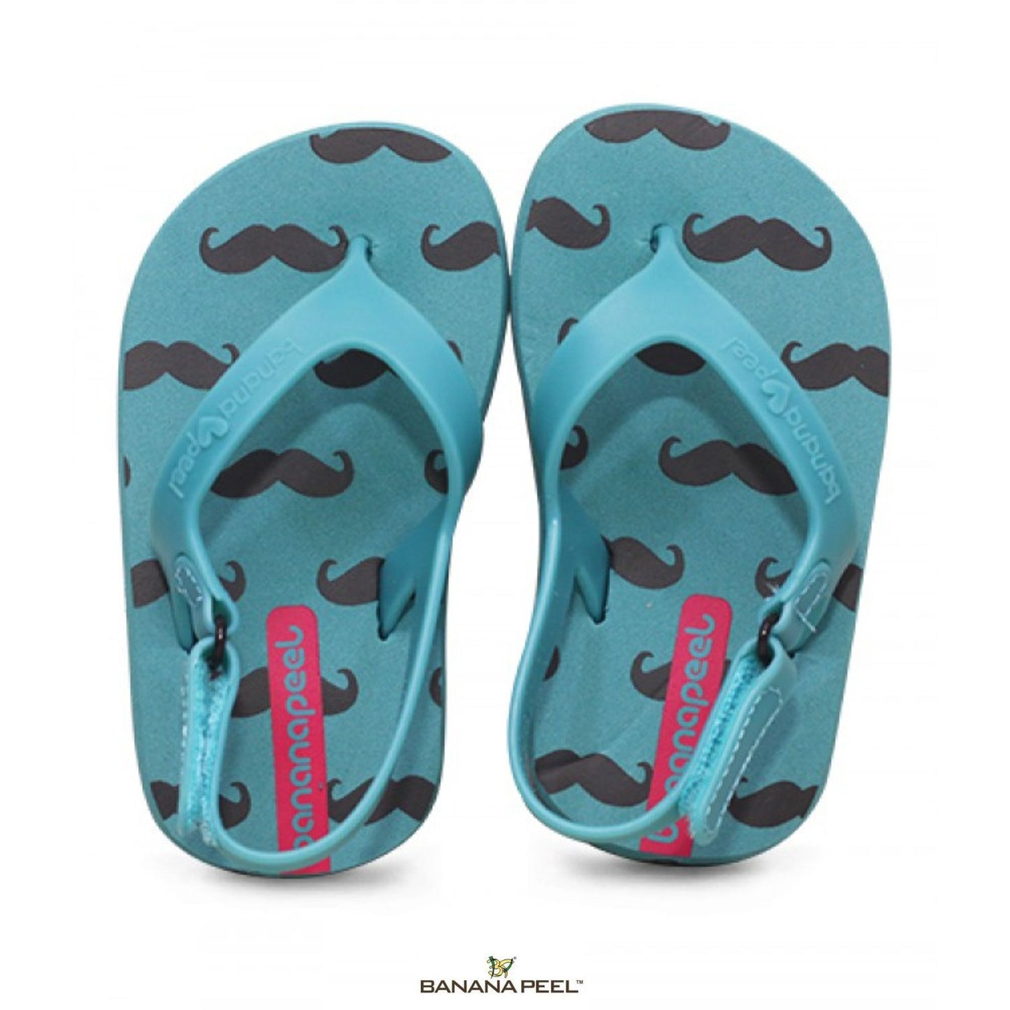 Banana Peel Slippers for Toddlers - Little Dude Classy Stache Pale Ocean