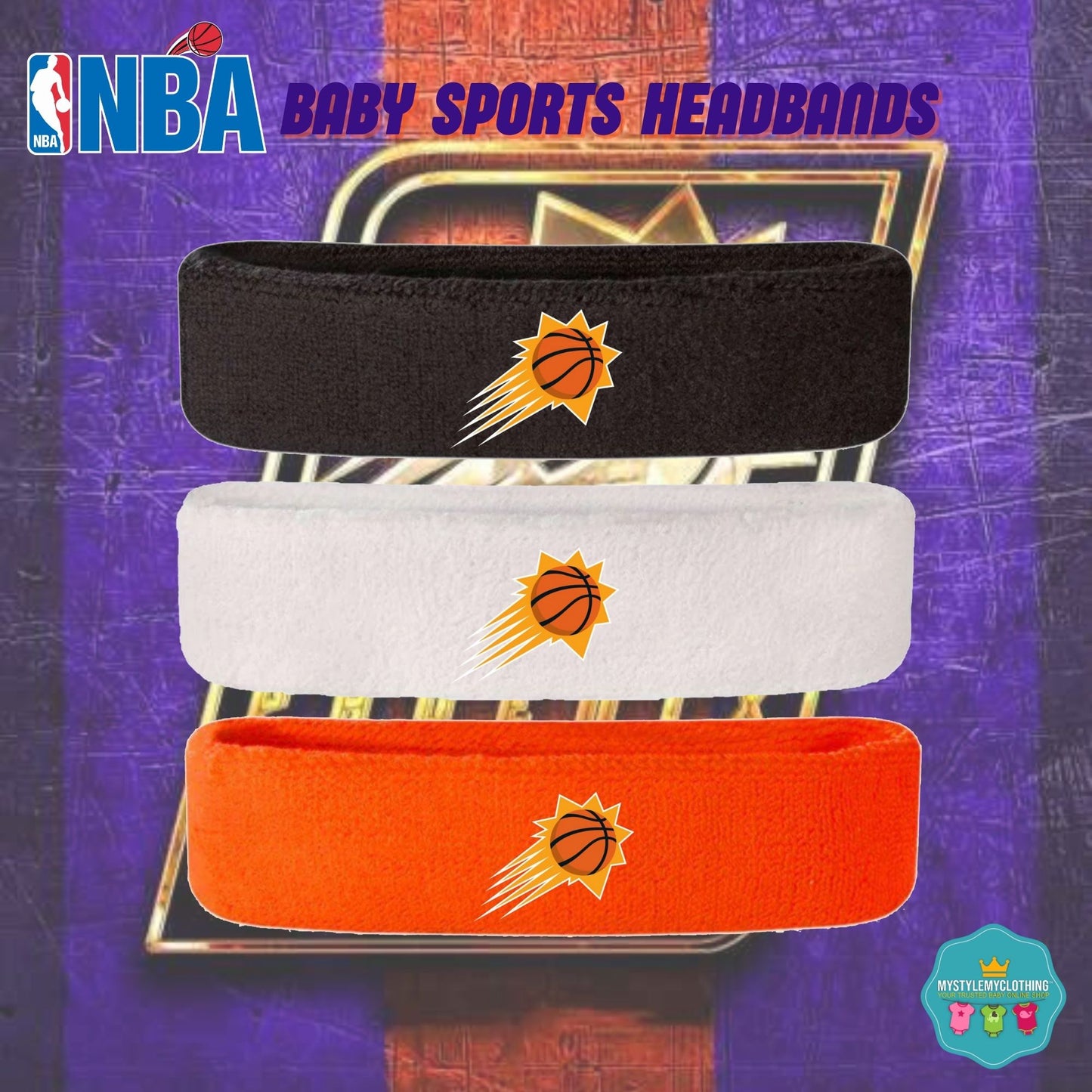 Baby and Kids Basketball Sports Headband - Phoenix Suns