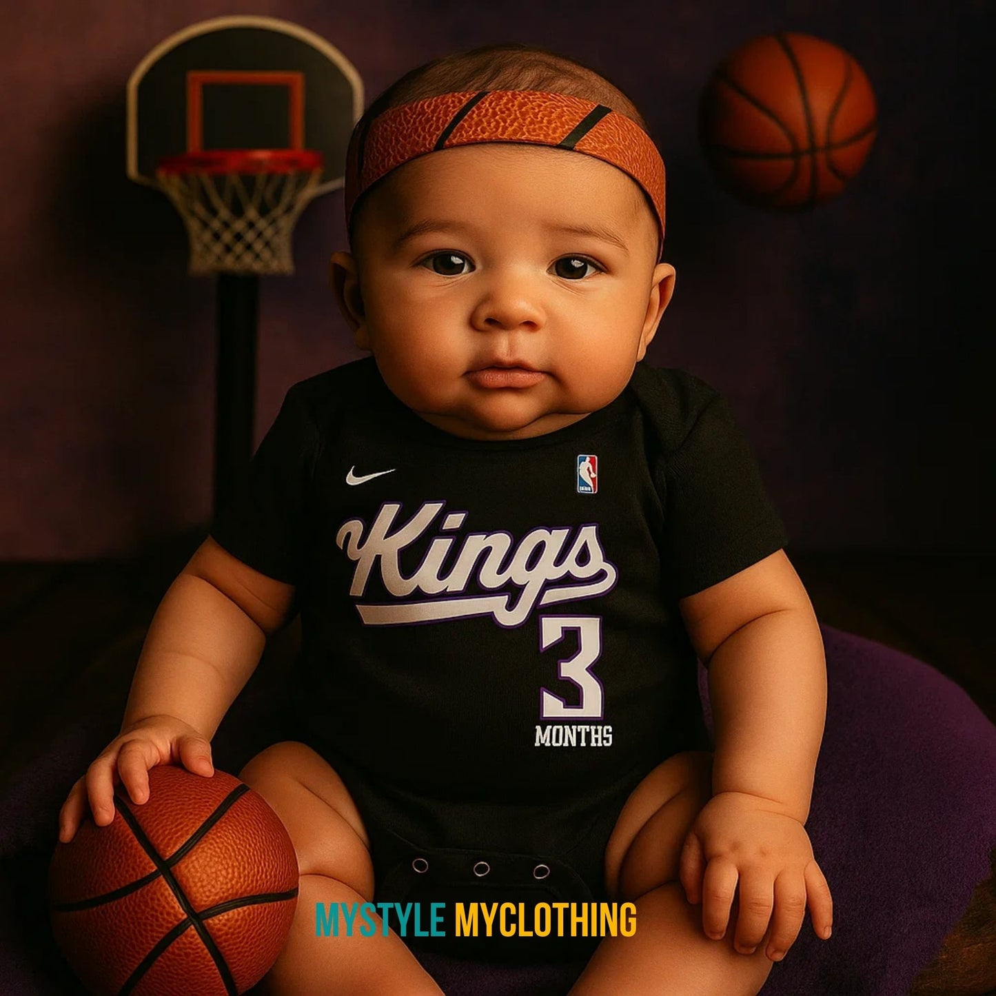 Baby Monthly Onesies - Basketball Jersey Sacramento Kings