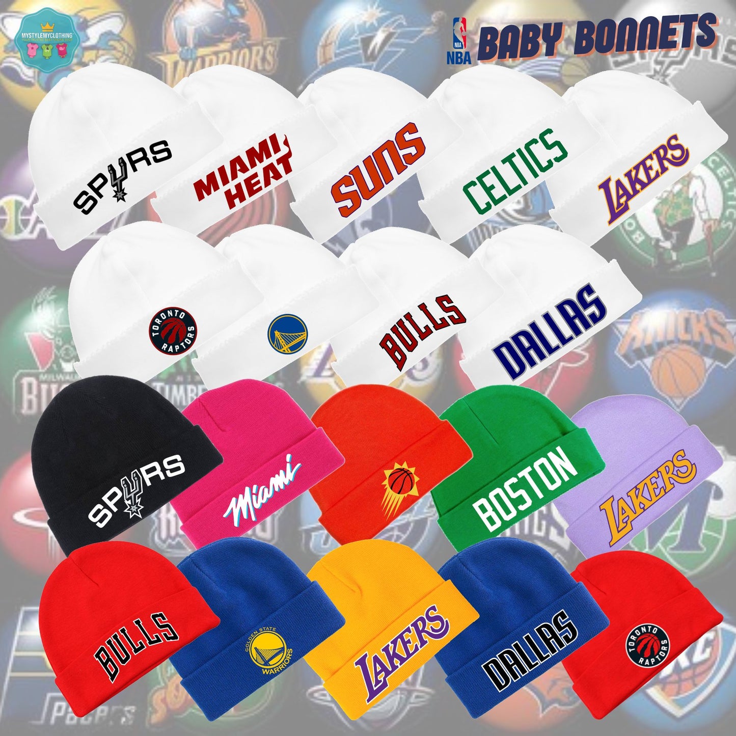 Baby Basketball Bonnets - Bulls