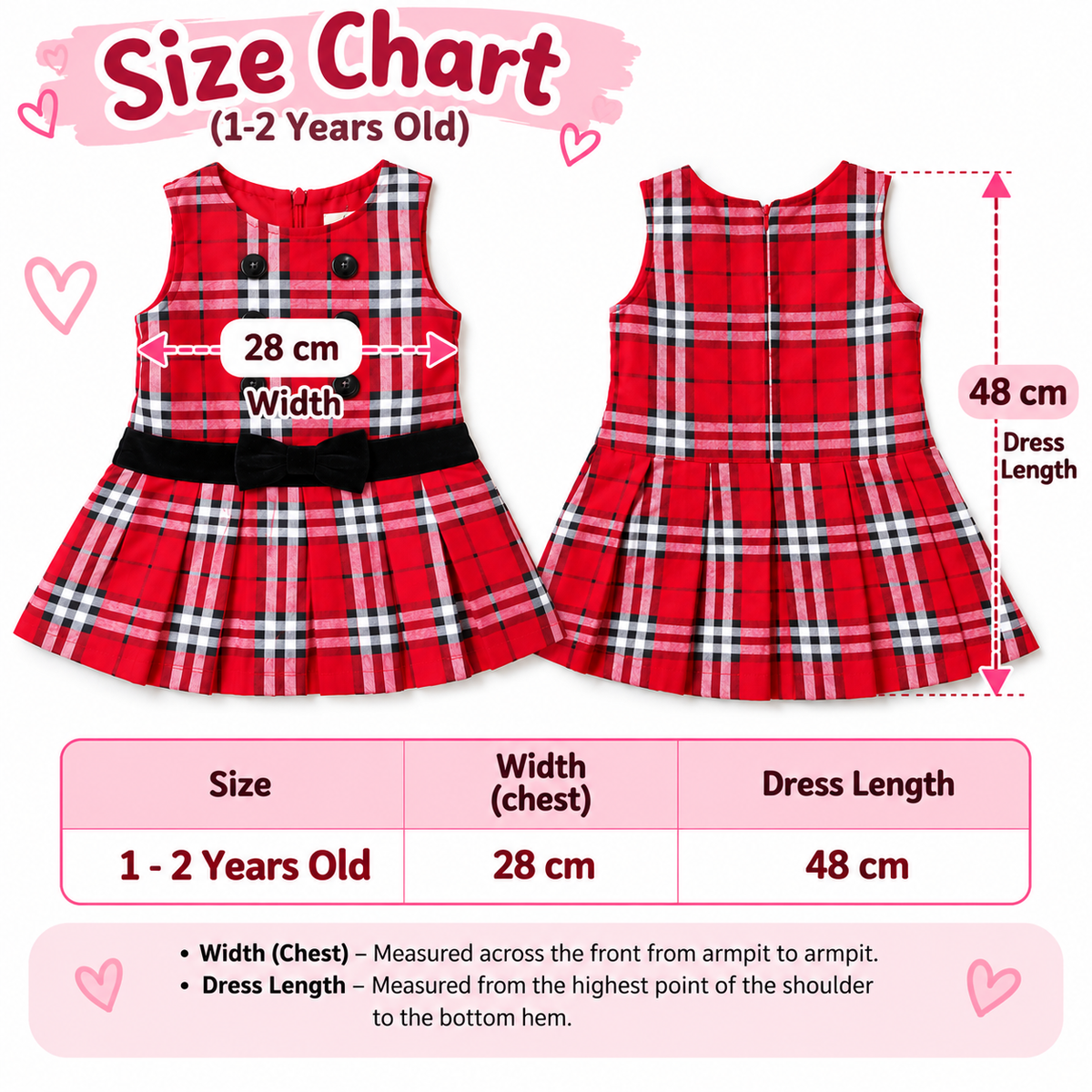 Little Girls Red Checkered Montessori Dress