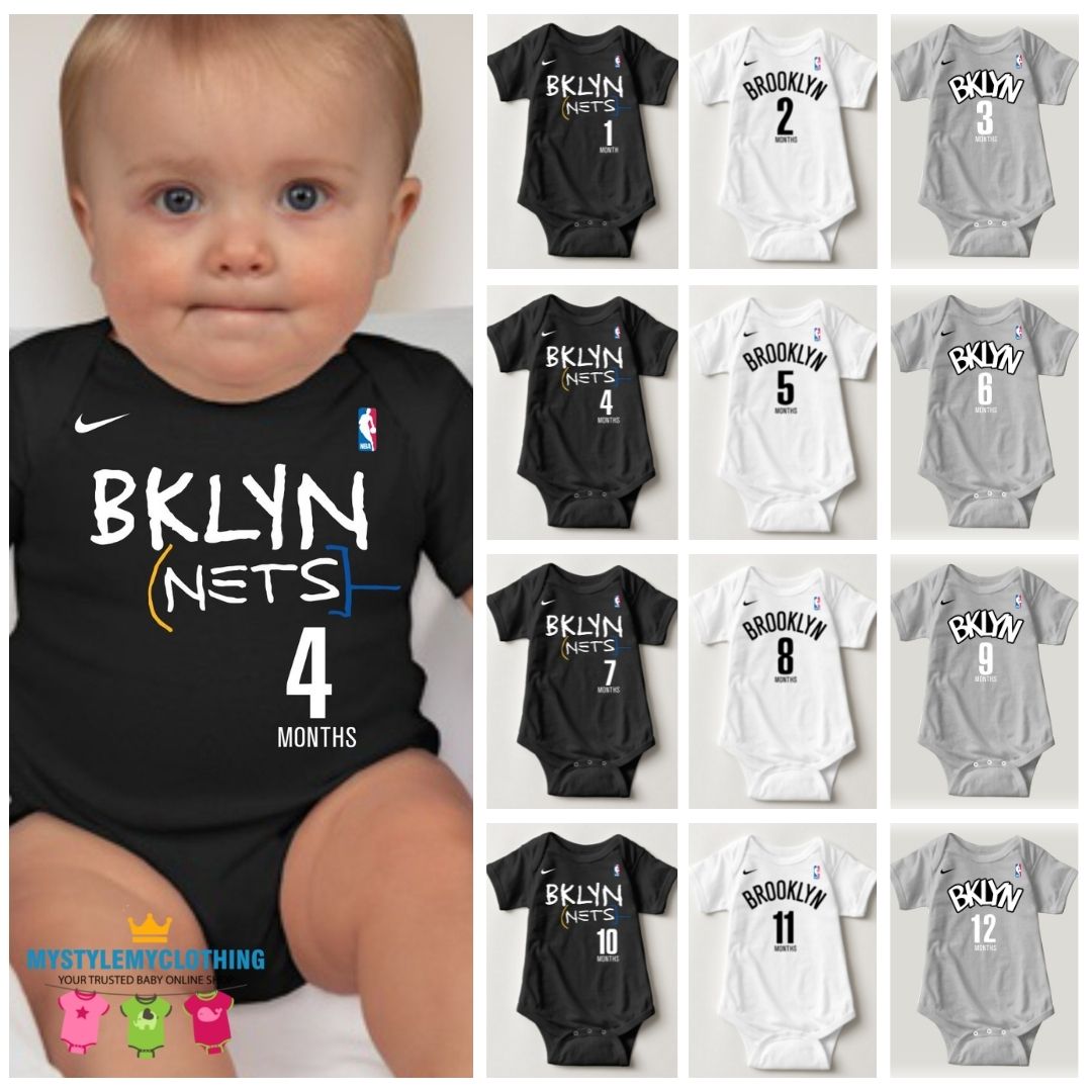 Baby Monthly Onesies - Basketball Jersey Brooklyn Nets - MYSTYLEMYCLOTHING