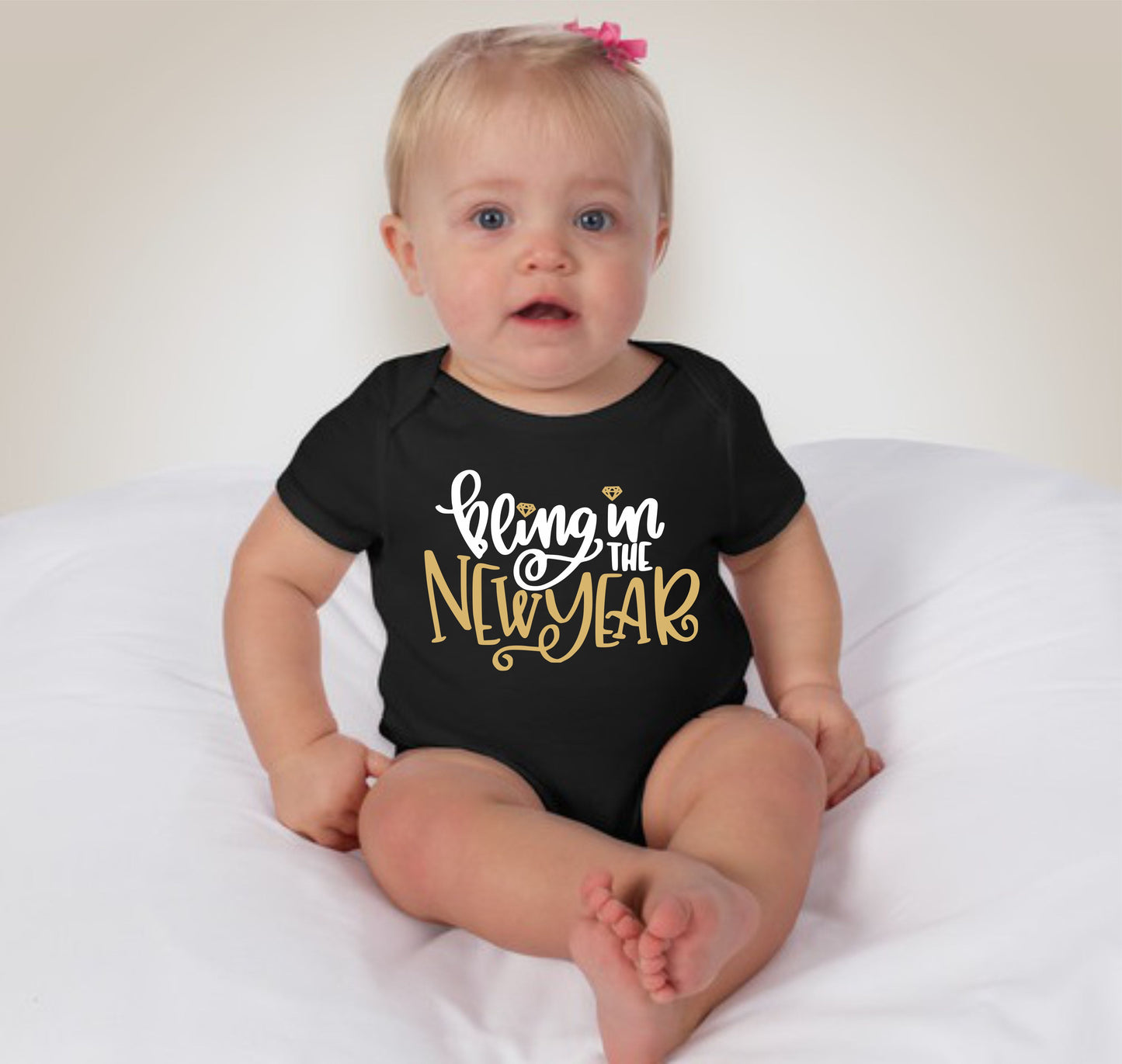 Baby New Year Holiday Onesies - Bling in the New Year Black - MYSTYLEMYCLOTHING