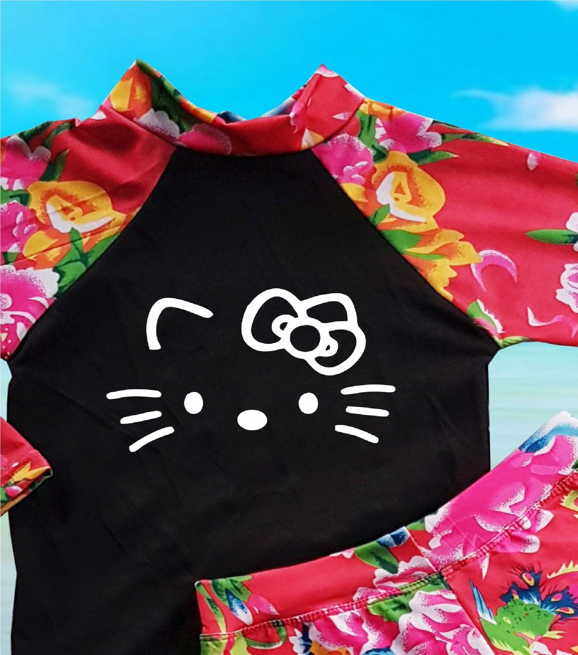 Kids Boys and Girls Rash Guard Rashie Swimwear -HELLO KITTY - MYSTYLEMYCLOTHING