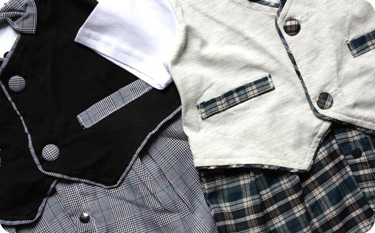 Baby Romper Button Down Vest Bow Tie Formal Tuxedo Romper - MYSTYLEMYCLOTHING