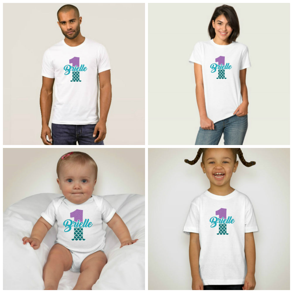 Custom Birthday Family Set Shirt - Mermaid - MYSTYLEMYCLOTHING