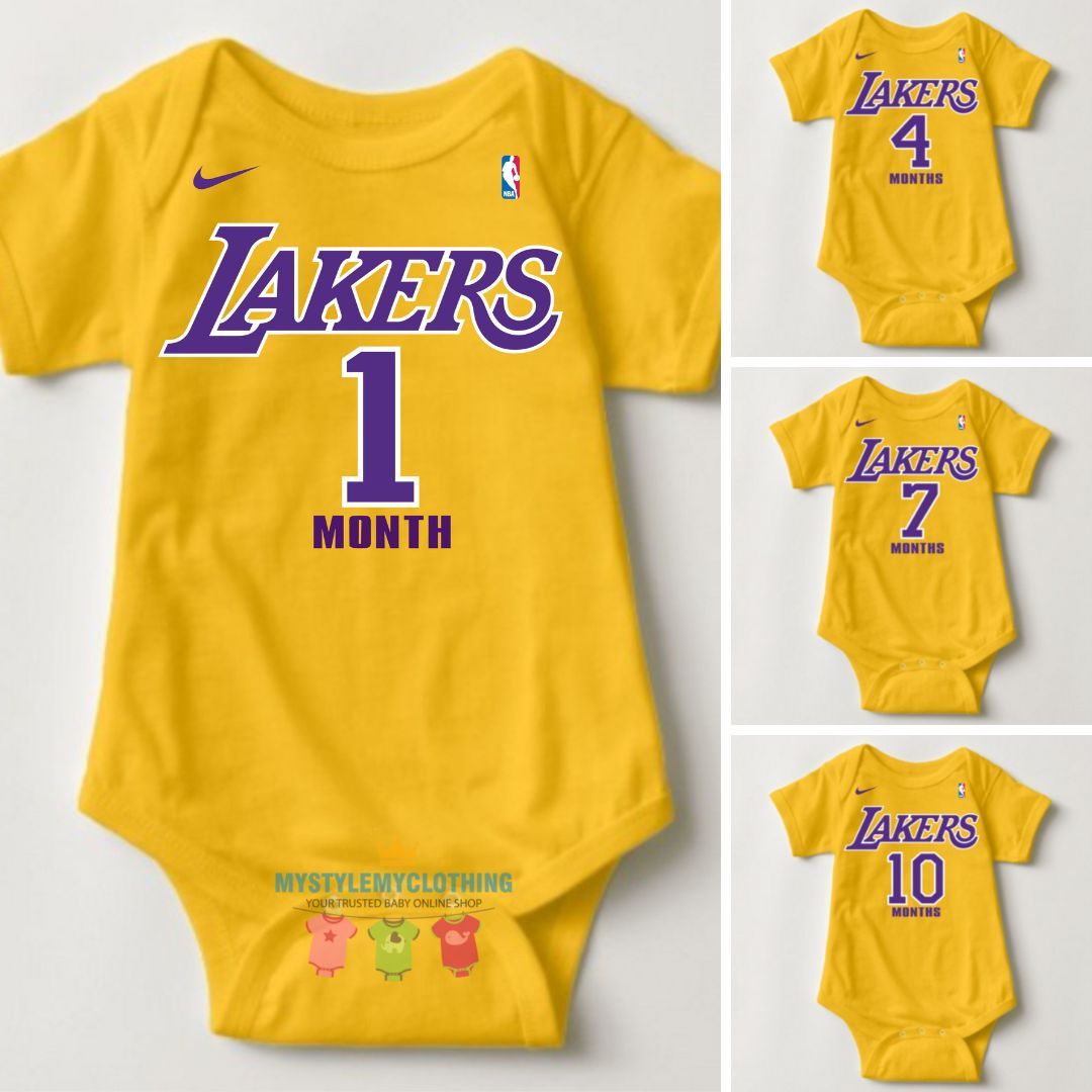 Baby Monthly Onesies - Basketball Jersey Los Angeles Lakers