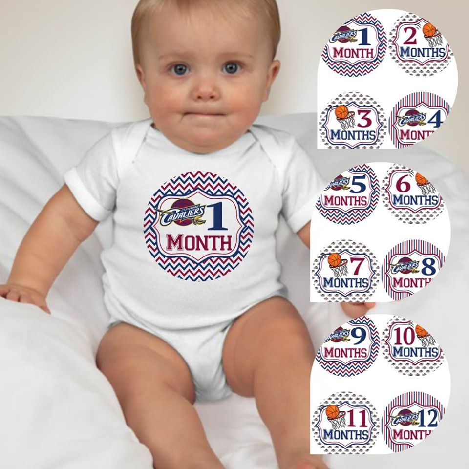 Baby Custom Monthly Onesies - Basketball Cavs - MYSTYLEMYCLOTHING