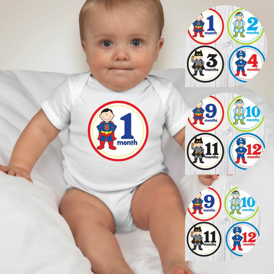 Baby Custom Monthly Onesies Superhero - Main Image