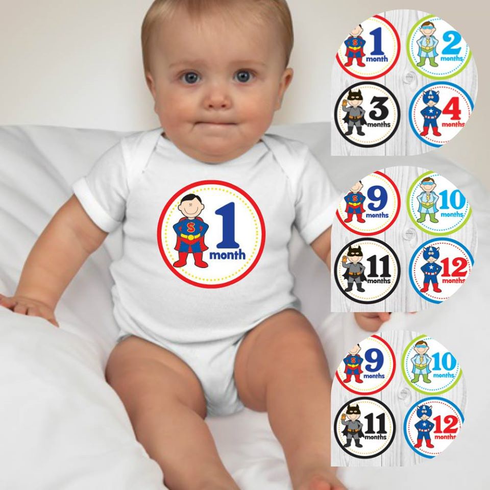 Baby Custom Monthly Onesies - Superhero 4 - MYSTYLEMYCLOTHING