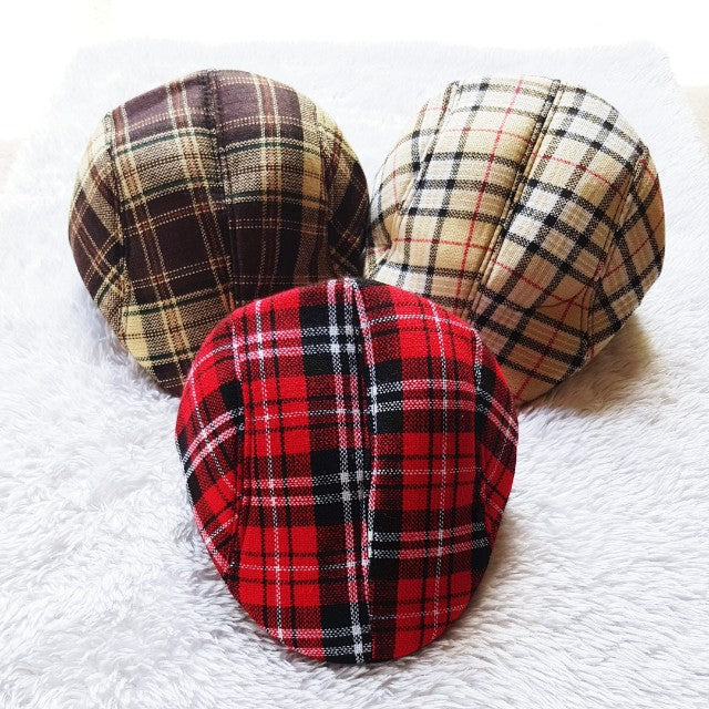 Kids Checkered Retro Boy Golf Beret, Flat Cap, Palos Hat - MYSTYLEMYCLOTHING