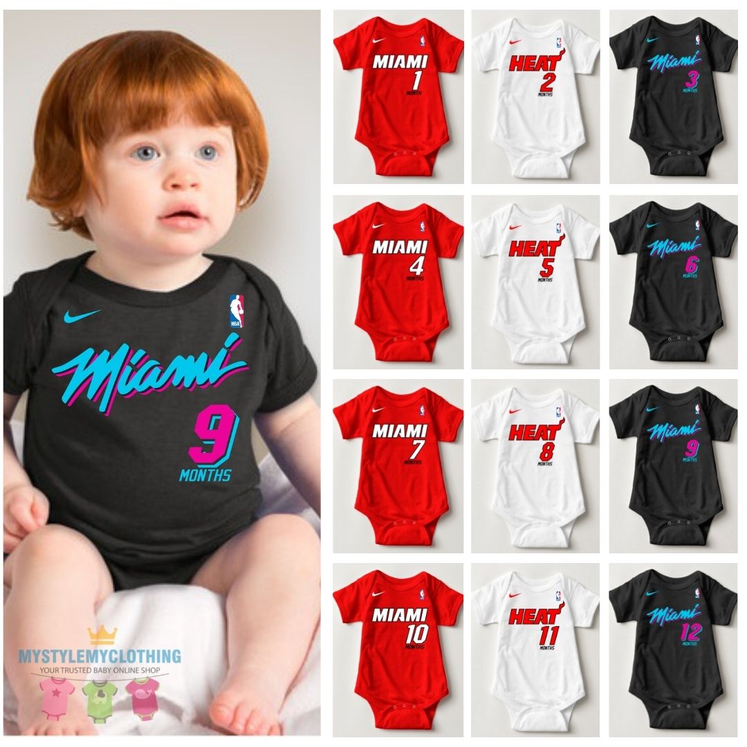 Baby Monthly Onesies - Basketball Jersey Miami Heat - MYSTYLEMYCLOTHING