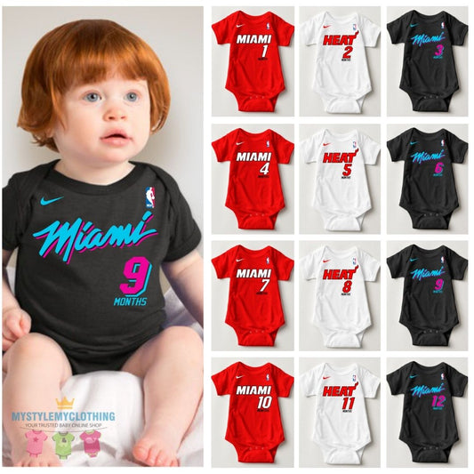 Baby Monthly Onesies - Basketball Jersey Miami Heat - MYSTYLEMYCLOTHING