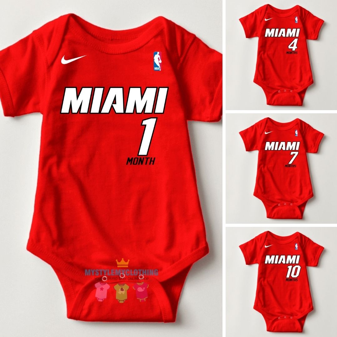 Baby Monthly Onesies - Basketball Jersey Miami Heat - MYSTYLEMYCLOTHING