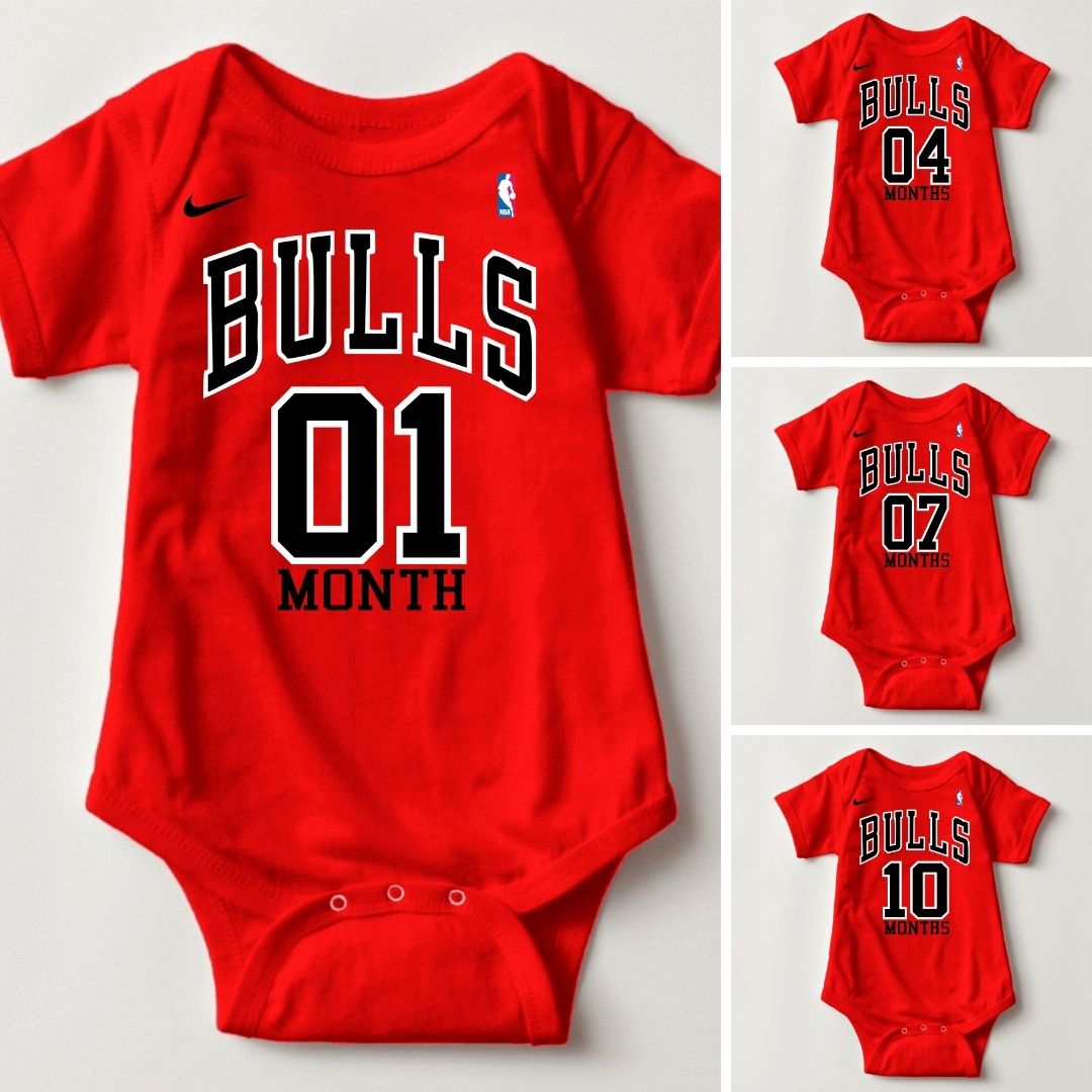Baby Monthly Onesies - Basketball Jersey Chicago Bulls - MYSTYLEMYCLOTHING