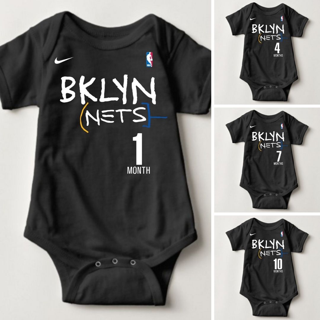 Baby Monthly Onesies - Basketball Jersey Brooklyn Nets - MYSTYLEMYCLOTHING