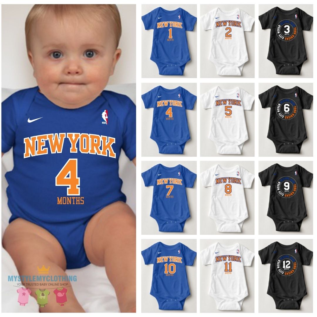 Baby Monthly Onesies - Basketball Jersey New York Knicks