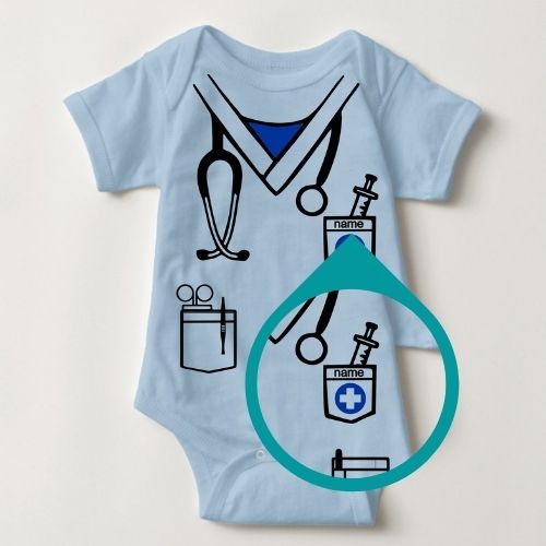 Baby Career Onesies - Surgeon Doctor Nurse Scrub Suit Blue with FREE Name Print - MYSTYLEMYCLOTHING