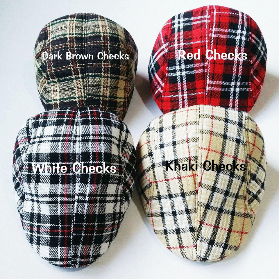 Kids Checkered Retro Boy Golf Beret, Flat Cap, Palos Hat - MYSTYLEMYCLOTHING