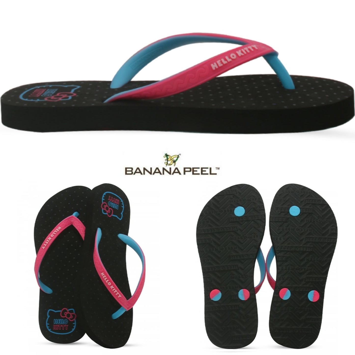 Banana Peel Girls Slippers Kids Glitzy Cat - Funky