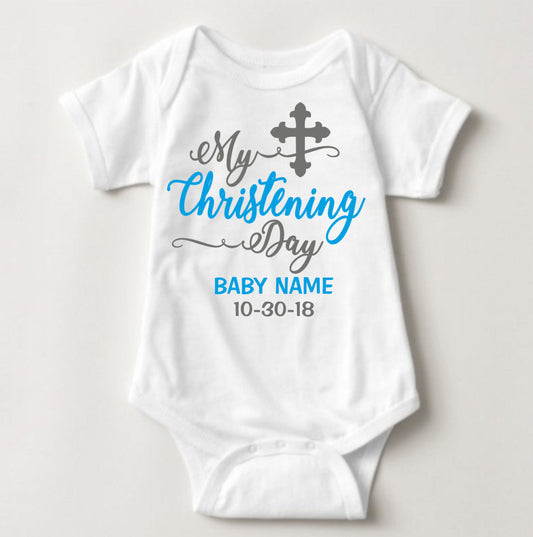 Baby Boy Christening Custom Print Name - MYSTYLEMYCLOTHING