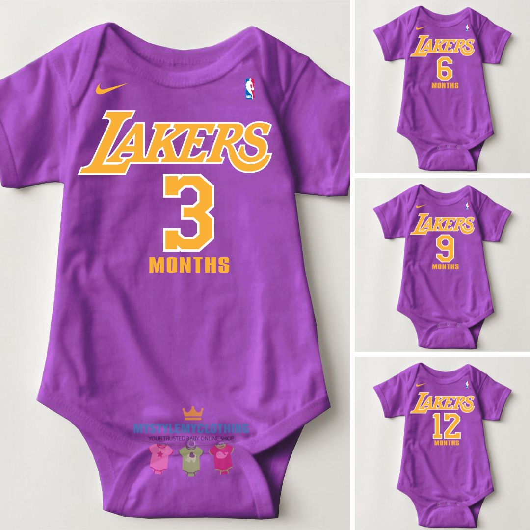 Baby Monthly Onesies - Basketball Jersey Los Angeles Lakers