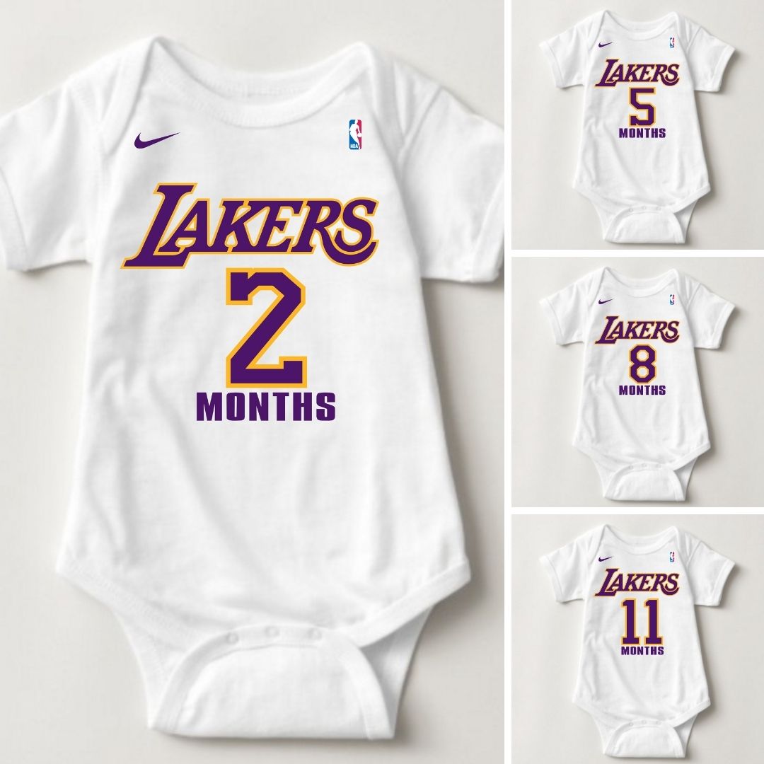 Baby Monthly Onesies - Basketball Jersey Los Angeles Lakers - MYSTYLEMYCLOTHING